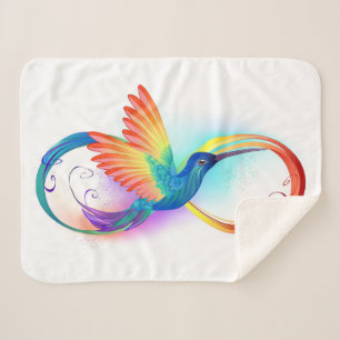 Cobertor Sherpa Arco-íris Hummingbird com símbolo Infinito
