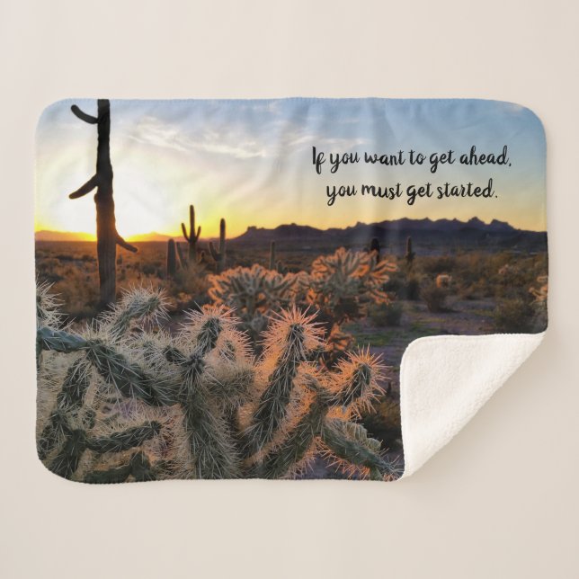 Cobertor Sherpa Arizona Desert Sunset Cactus Inspiration Say (Frente (Horizontal))