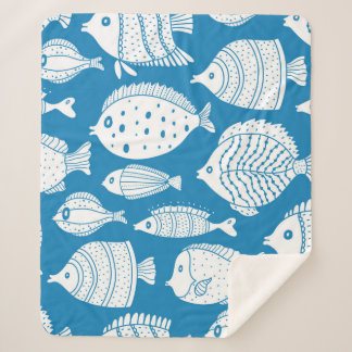 Cobertor Sherpa Armadilha de peixe bonito. Ilustração decorativa. 