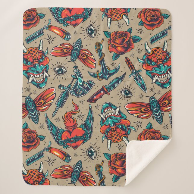 Cobertor Sherpa Armas e rosas (Frente)