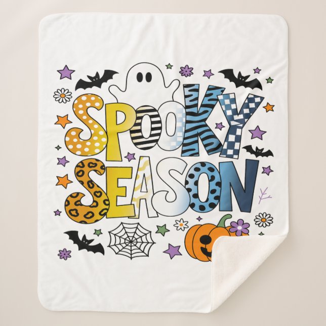 Cobertor Sherpa AroAce Spooky Season Halloween (Frente)