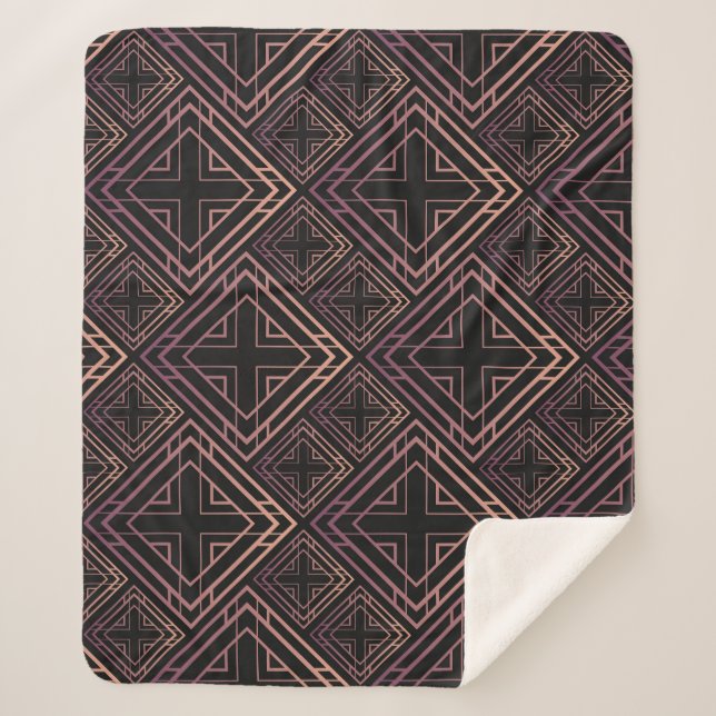 Cobertor Sherpa Art Deco Black-Dourado Elegance (Frente)