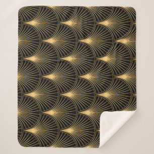 Cobertor Sherpa Art Deco Black Dourado: Luxo sem costura