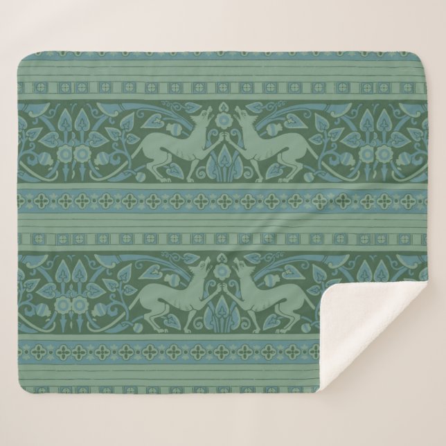 Cobertor Sherpa Art Deco Nouveau Cão Natureza Padrão Animal (Frente (Horizontal))