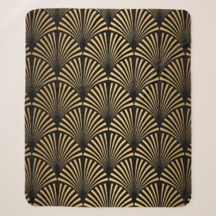 Cobertor Sherpa Art Deco Pattern. Serralheiro preto sem costura e