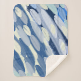 Cobertor Sherpa Arte Abstrata Azul e Branco