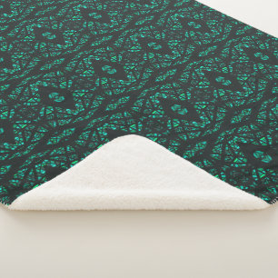 Cobertor Sherpa Arte Abstrata em Gouache Verde Preto Espectroscópi