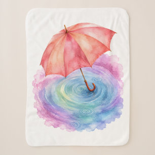 Cobertor Sherpa Arte Aquarela de Guarda-Chuva Pastel com Ondulaçõe