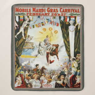 Cobertor Sherpa Arte de Cartaz do Carnaval de Mardi Gras Móvel Vin
