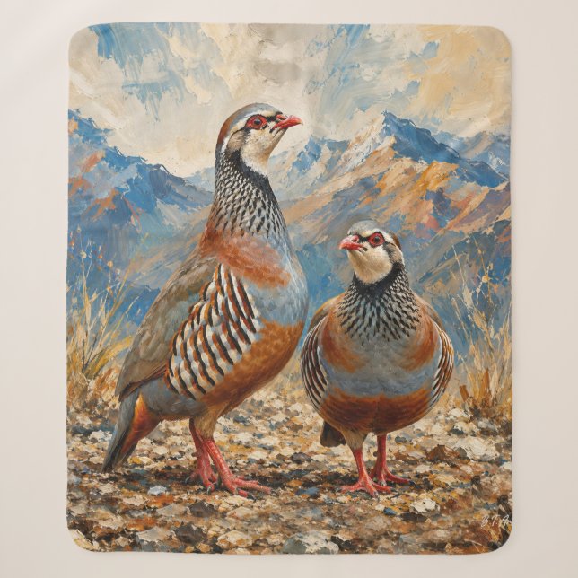 Cobertor Sherpa Arte de casal de perdiz Chukar (Frente)