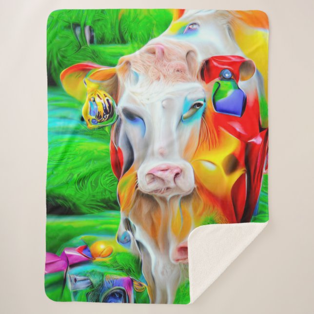 Cobertor Sherpa Arte de Fazenda Surreal (Frente)
