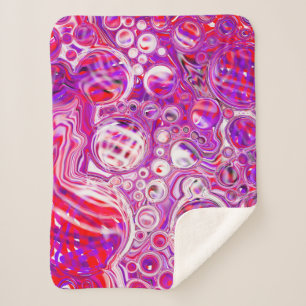 Cobertor Sherpa Arte de Fluidos Vermelho e Roxo