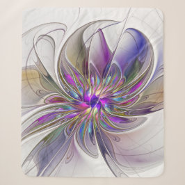 Cobertor Sherpa Arte de fractal abstrato floral energético e color