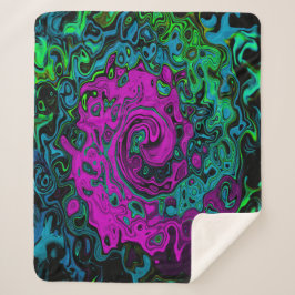 Cobertor Sherpa Arte de Líquido Giratório Abstrato Magenta Ousado 