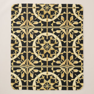 Cobertor Sherpa Arte de Padrão Geométrico Dourado Elegante