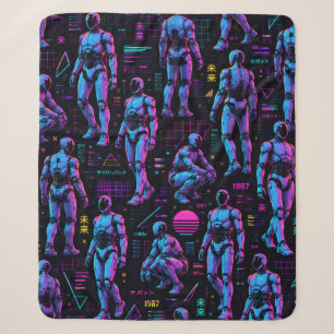 Cobertor Sherpa Arte de Robô Humanoide Futurista   Android de Ficç