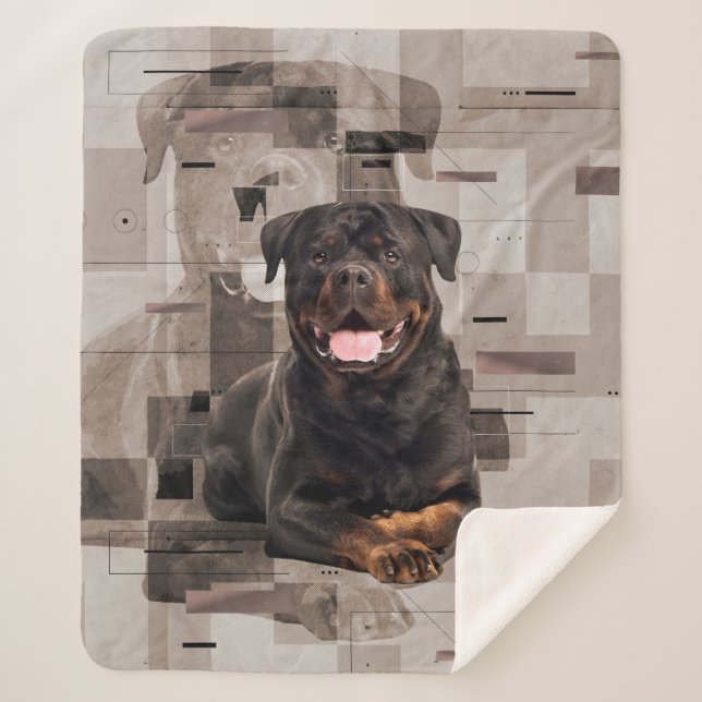 Cobertor Sherpa Arte de Rottweiler - de Metzgerhund Digital (Frente)
