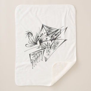 Cobertor Sherpa Arte de Tatuagem Tribal Abstrato Preto e Branco Pi