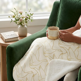Cobertor Sherpa Arte Deco em Fio de Ouro | Ganso Creme Antigo