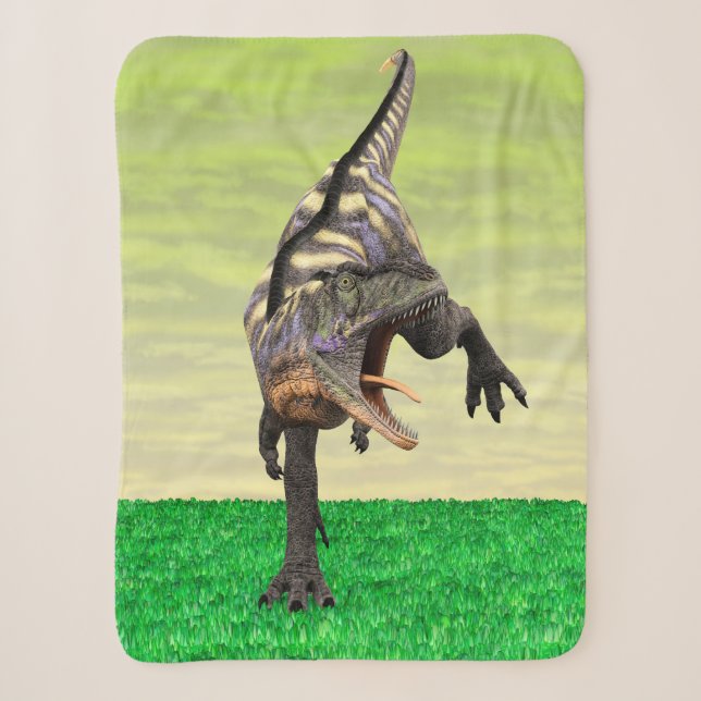 Cobertor Sherpa Arte Divertida de Aucasaurus Rugindo Dinossauro Pr (Frente)