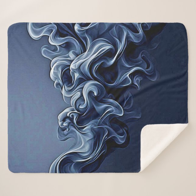 Cobertor Sherpa Arte Emocional Azul Fumada (Frente (Horizontal))