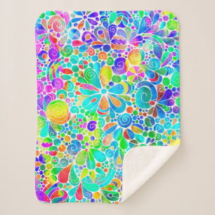 Cobertor Sherpa Arte Fantástica de Esboço - Flores de Abstrato 2
