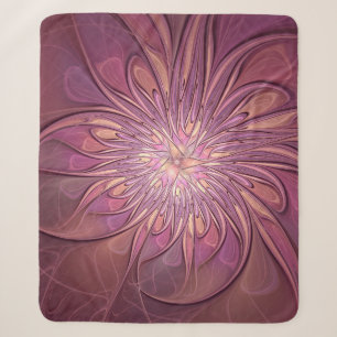 Cobertor Sherpa Arte floral fractal moderno abstrato cores de frut
