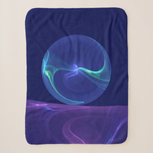 Cobertor Sherpa Arte fractal abstrata de sonho roxo azul luminoso