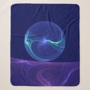 Cobertor Sherpa Arte Fractal Abstrata Sonho Roxo Azul Luminoso