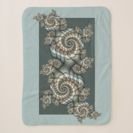 Cobertor Sherpa Arte fractal azul claro bege abstrato espirais
