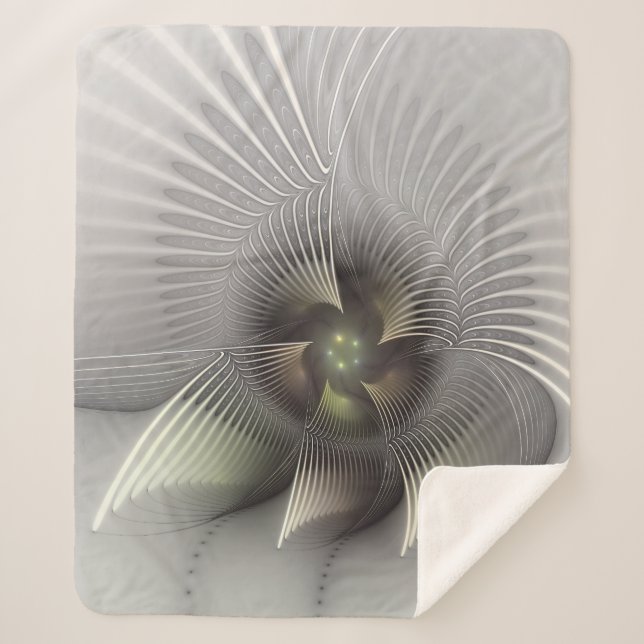 Cobertor Sherpa Arte Fractal de Forma 3D Abstrata Moderna (Frente)