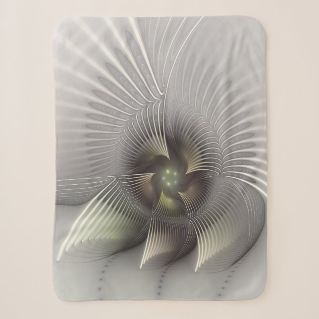 Cobertor Sherpa Arte fractal de forma 3D abstrata moderna (Frente)