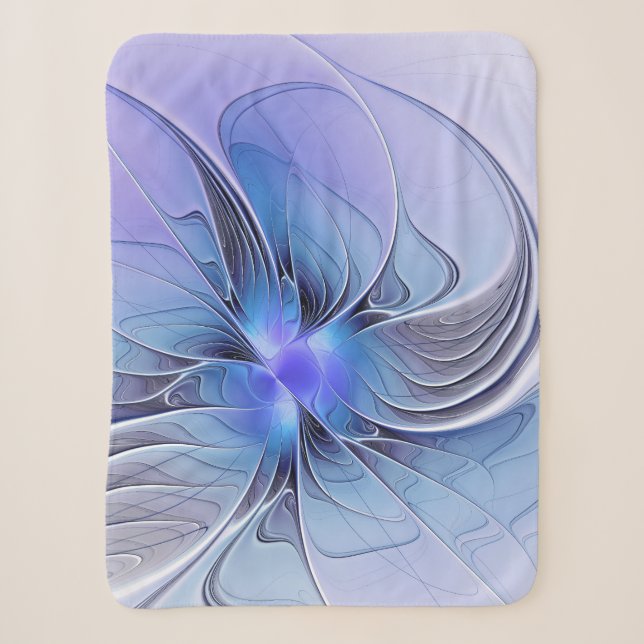 Cobertor Sherpa Arte fractal moderna abstrata lavanda azul (Frente)