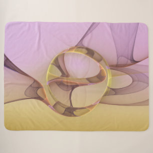 Cobertor Sherpa Arte Fractal Rosa Dourado Moderno Abstrato