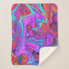 Cobertor Sherpa Arte líquida Abstrato cor-de-rosa, azul e laranja