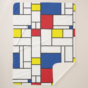 Cobertor Sherpa Arte Moderna De Stijl Geométrica Minimalista Mondr
