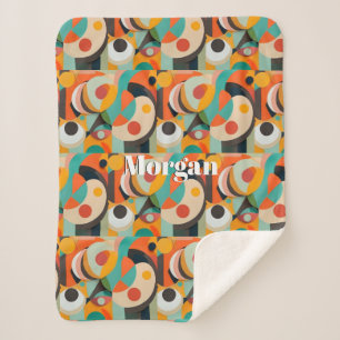 Cobertor Sherpa Arte moderna do meio século, Nome ou Monograma Geo