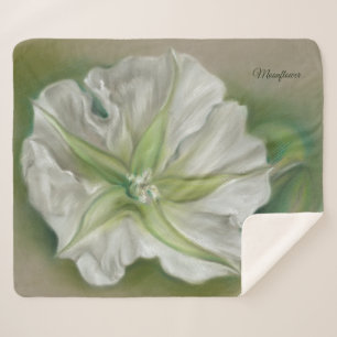 Cobertor Sherpa Arte Pastel de Moonflower da noite personalizada