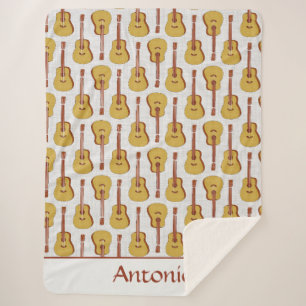 Cobertor Sherpa Arte Sobre Música De Violão Branco E Bonito