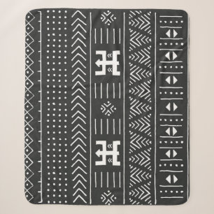 Cobertor Sherpa Arte Tribal Africana: Preto Geométrico e Branco
