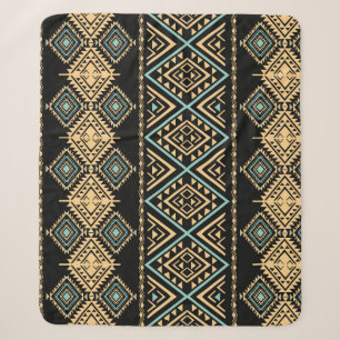 Cobertor Sherpa Arte tribal, geometria étnica, padrão colorido.