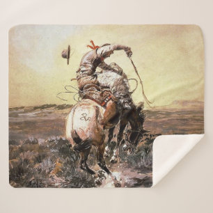Cobertor Sherpa Arte Western “Slick Rider” por Charles M Russell