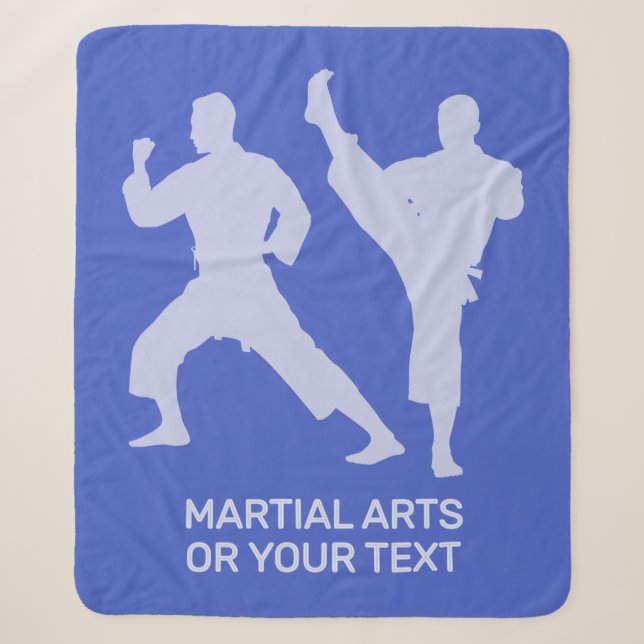 Cobertor Sherpa Artes Marciais com Texto e Cor Personalizados (Frente)