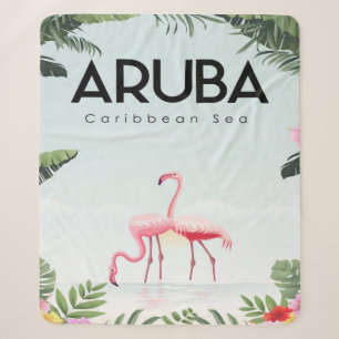 Cobertor Sherpa Aruba Caribe Sea Flamingo Funny Flamingo