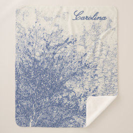 Cobertor Sherpa Árvore Azul de Vintage Personalizada