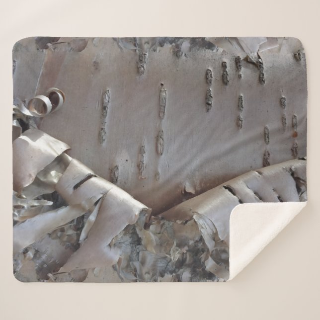 Cobertor Sherpa Árvore de Casca de Bétula Encaracolada Rústica (Frente (Horizontal))