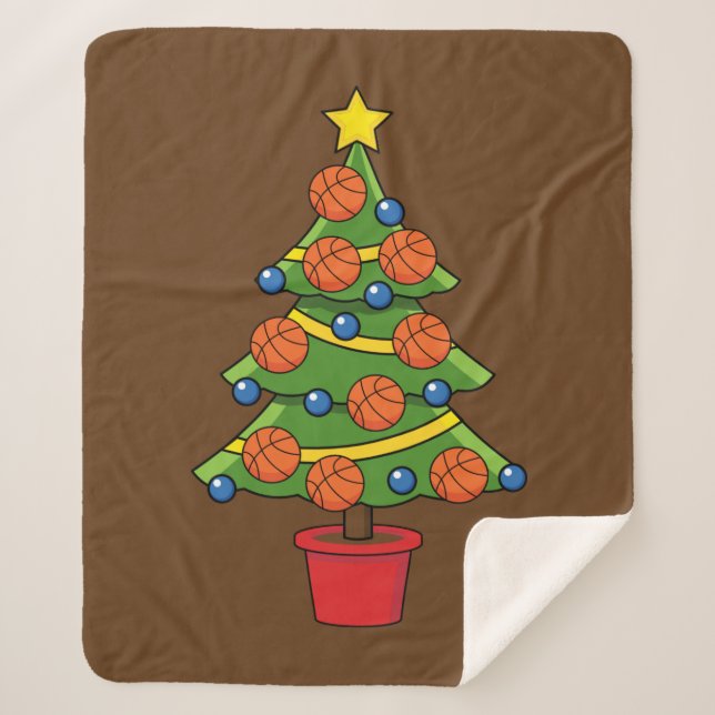 Cobertor Sherpa Árvore de Natal de basquetebol (Frente)