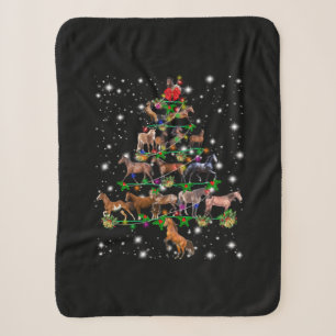 Cobertor Sherpa Árvore De Natal De Cavalo Coberta Por Lâmpada De