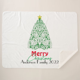 Cobertor Sherpa Árvore de Natal linear da família personalizada