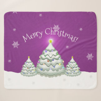 Cobertor Sherpa Árvore de Natal Magenta Snowy Sherpa Blanket
